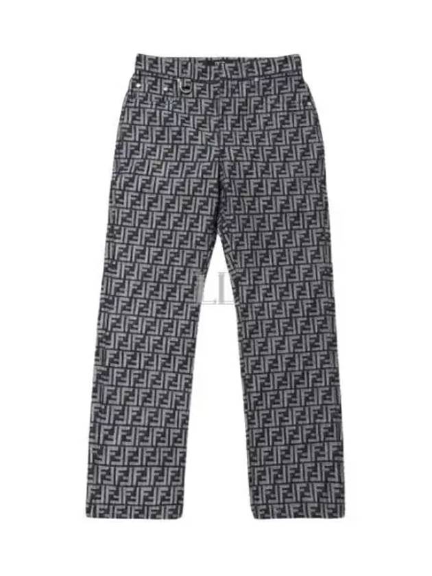 Luxury Fendi FF Detailed Straight Jeans Blue