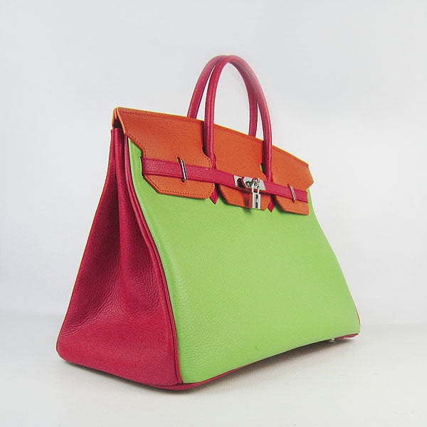 Luxury Hermes Birkin 35cm Togo Leather Handbags 6099 Red/Orange/Green S