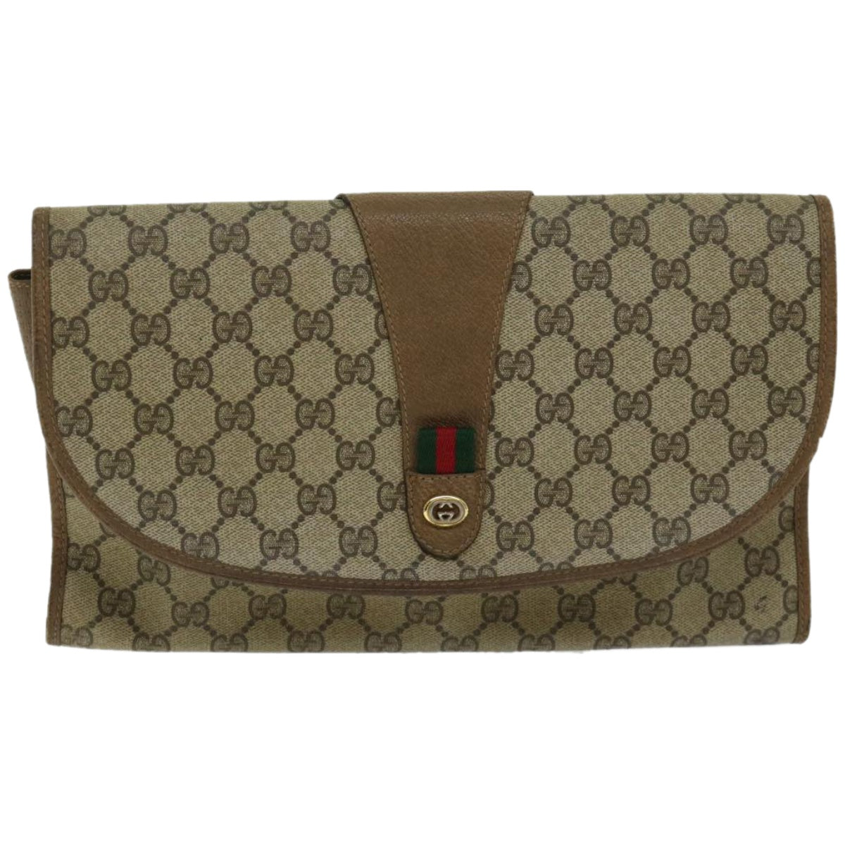 GUCCI GG Supreme Web Sherry Line Clutch Bag Beige Red Green 89 01 031  67007