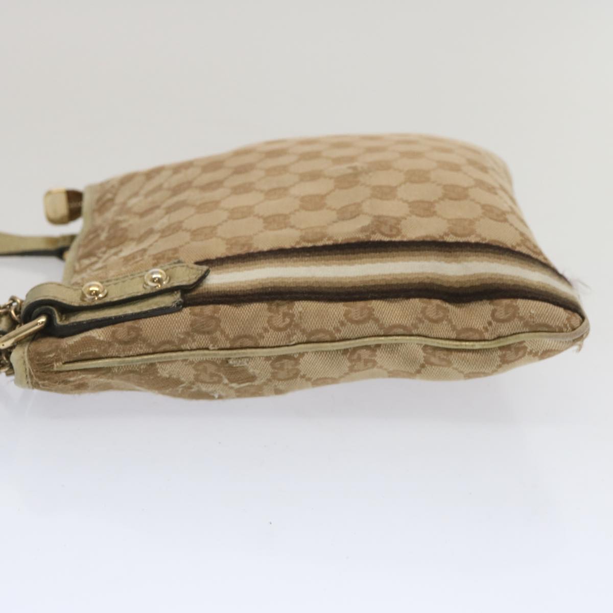 GUCCI GG Canvas Sherry Line Shoulder Bag Black Beige Brown 144388  67062
