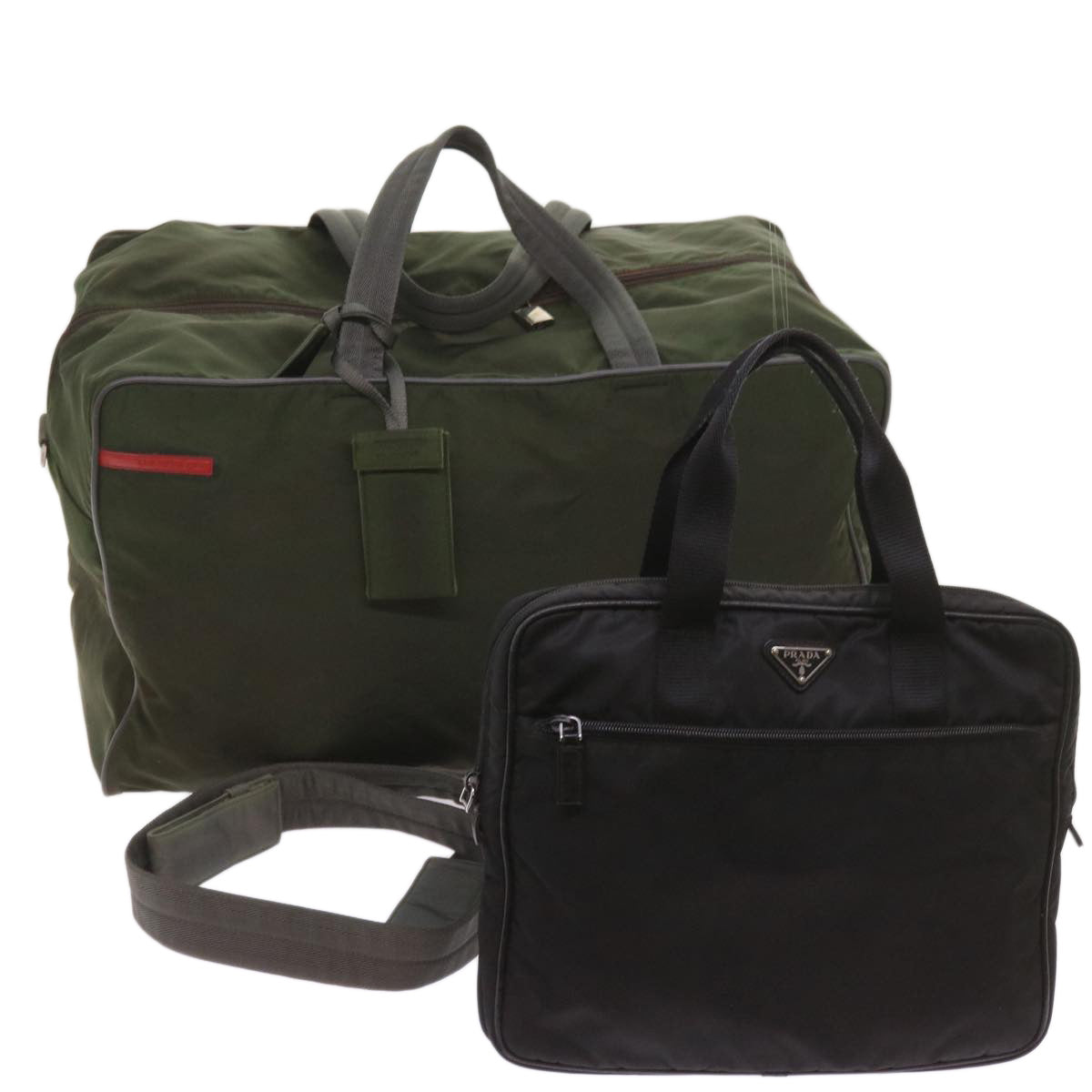 Luxury PradaShoulder Bag Nylon 2Set Black Khaki 67079