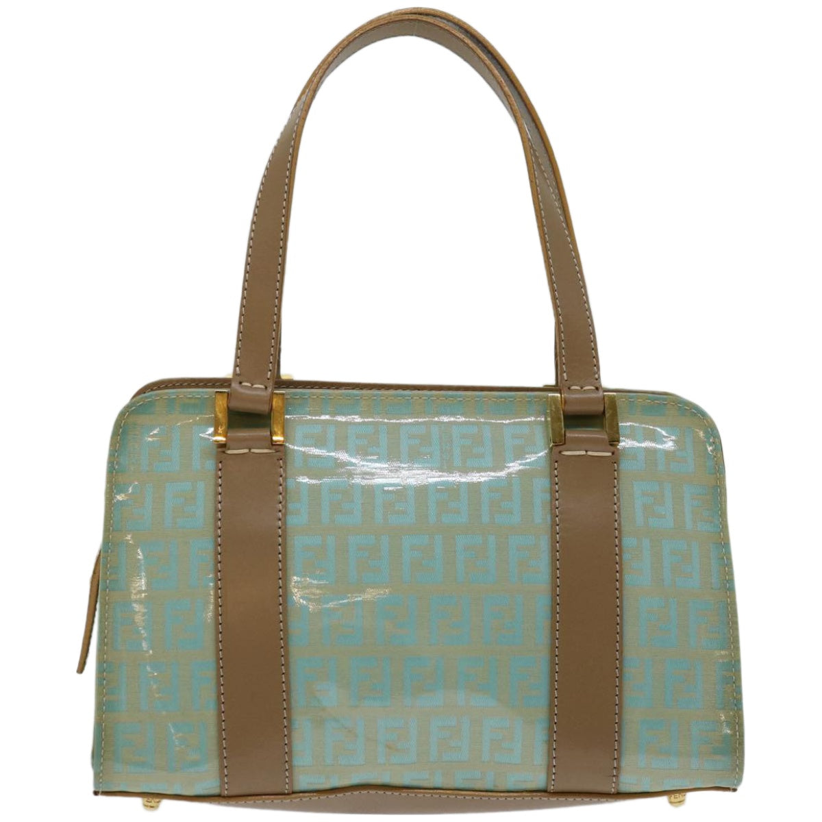 Luxury FendiZucchino Canvas Hand Bag Enamel Light Blue67120