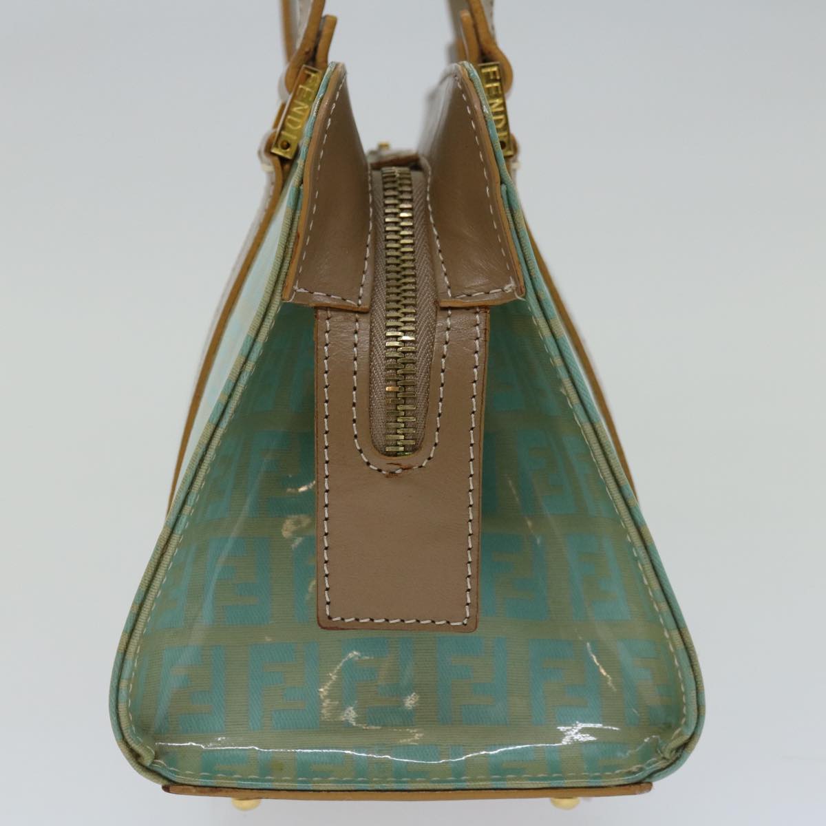 Luxury FendiZucchino Canvas Hand Bag Enamel Light Blue67120