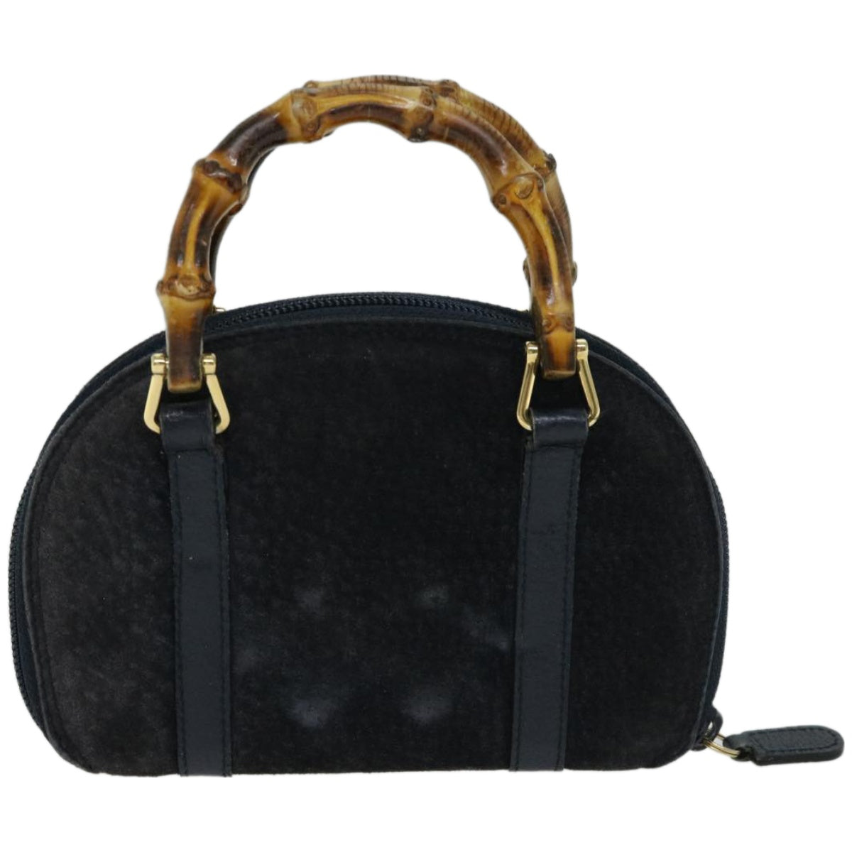 GUCCI Bamboo Shoulder Wallet Suede 2way Navy 039 1705 0701  67137