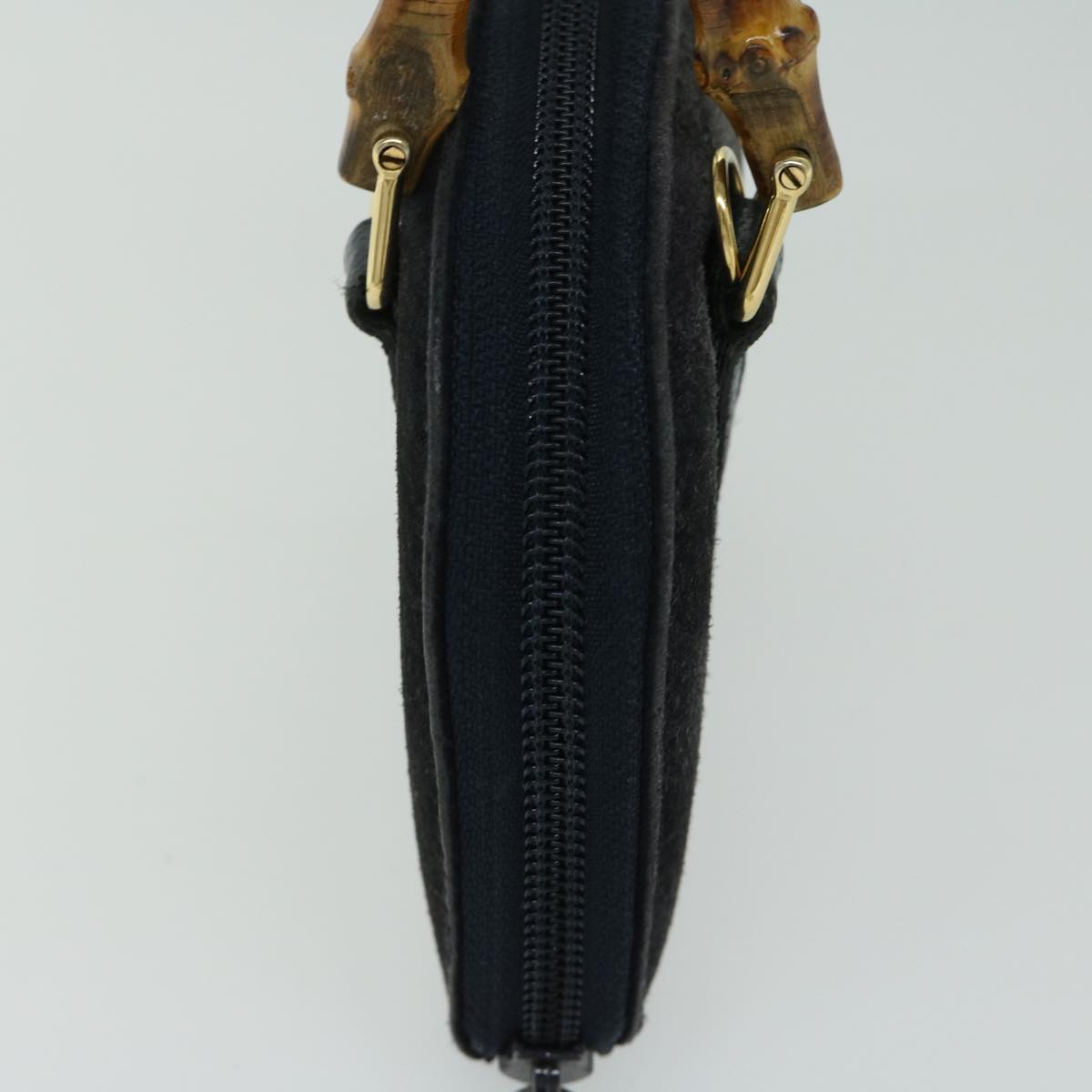 GUCCI Bamboo Shoulder Wallet Suede 2way Navy 039 1705 0701  67137