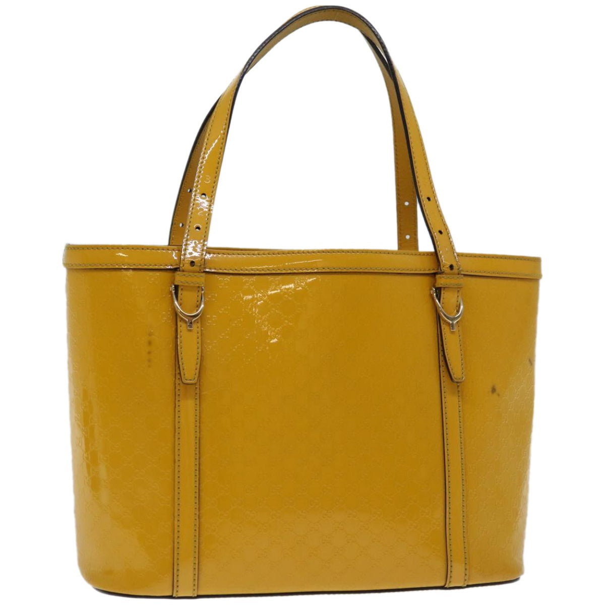 GUCCI Micro GG Canvas Hand Bag Patent leather Yellow 336776  67196