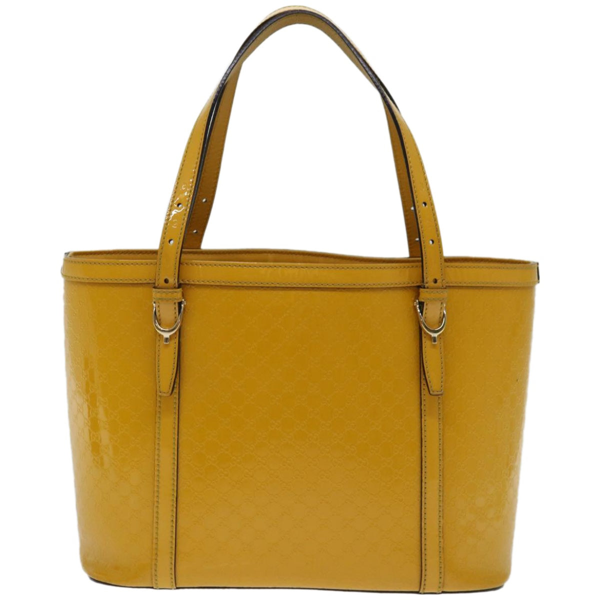 GUCCI Micro GG Canvas Hand Bag Patent leather Yellow 336776  67196