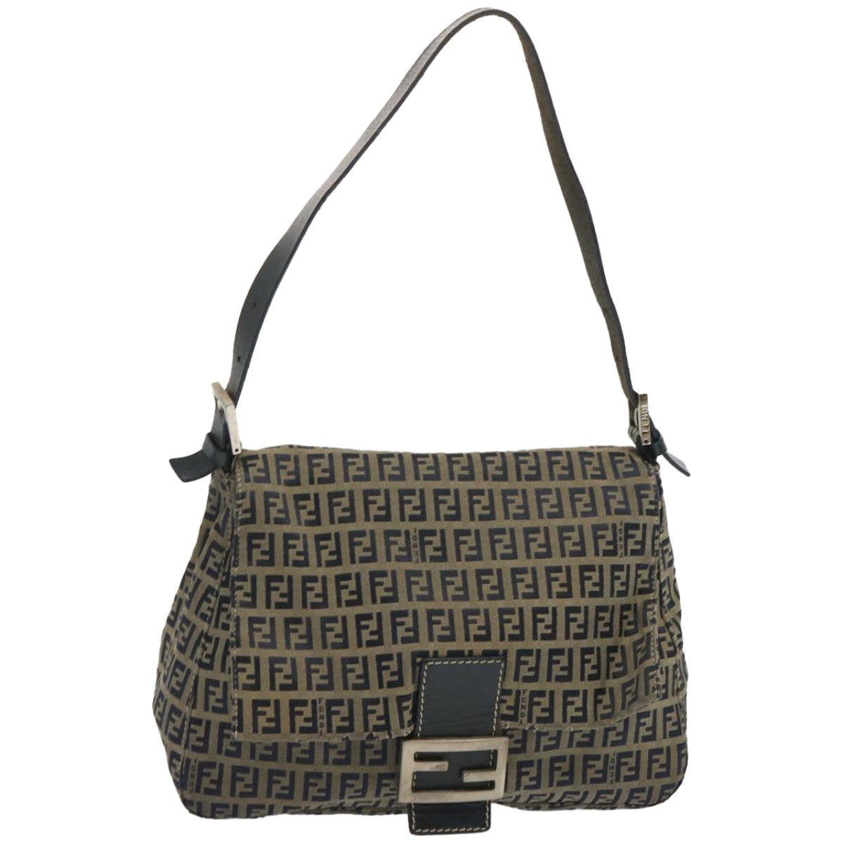Luxury FendiZucchino Canvas Mamma Baguette Shoulder Bag Navy67267
