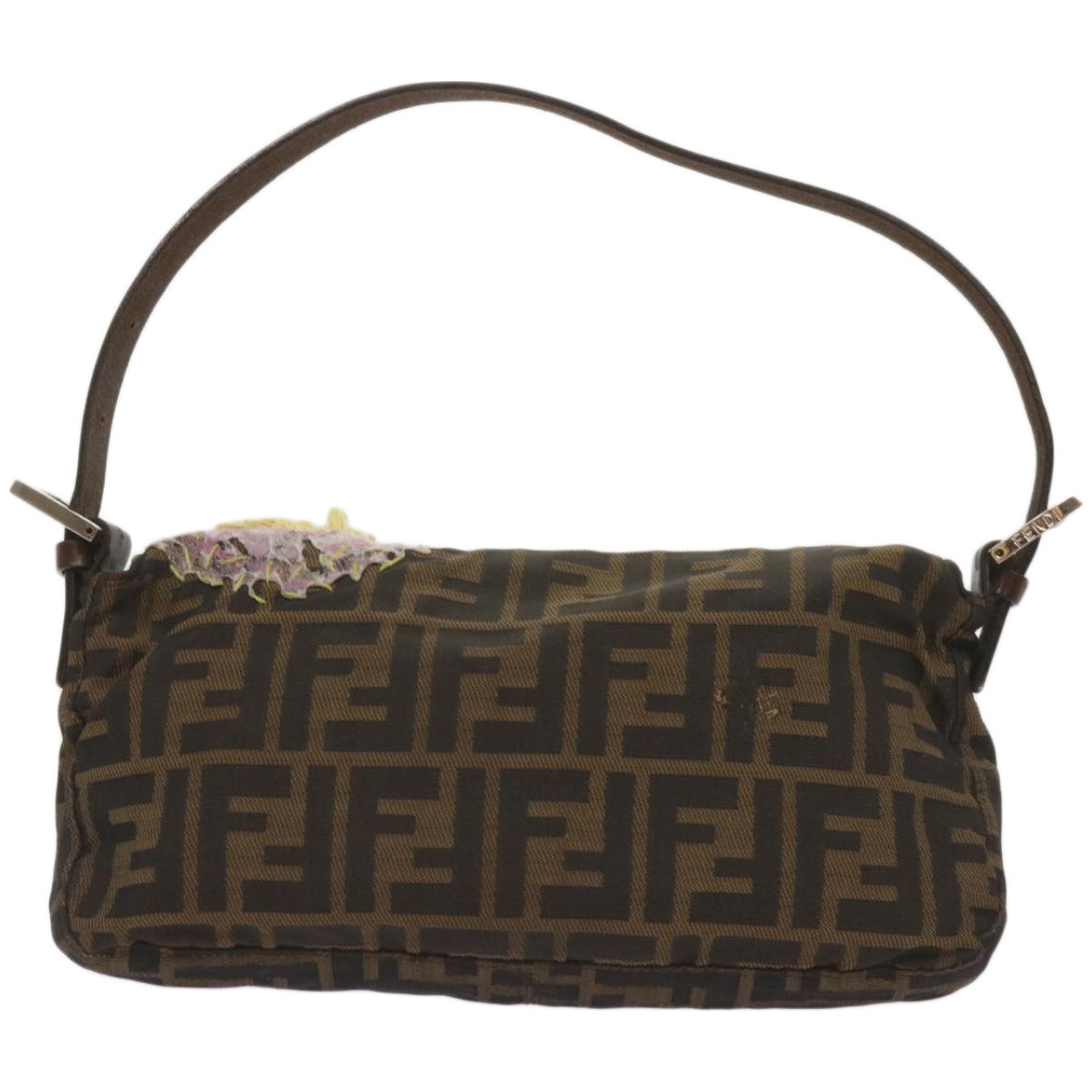 Luxury FendiZucchino Canvas Mamma Baguette Shoulder Bag Brown Black67285