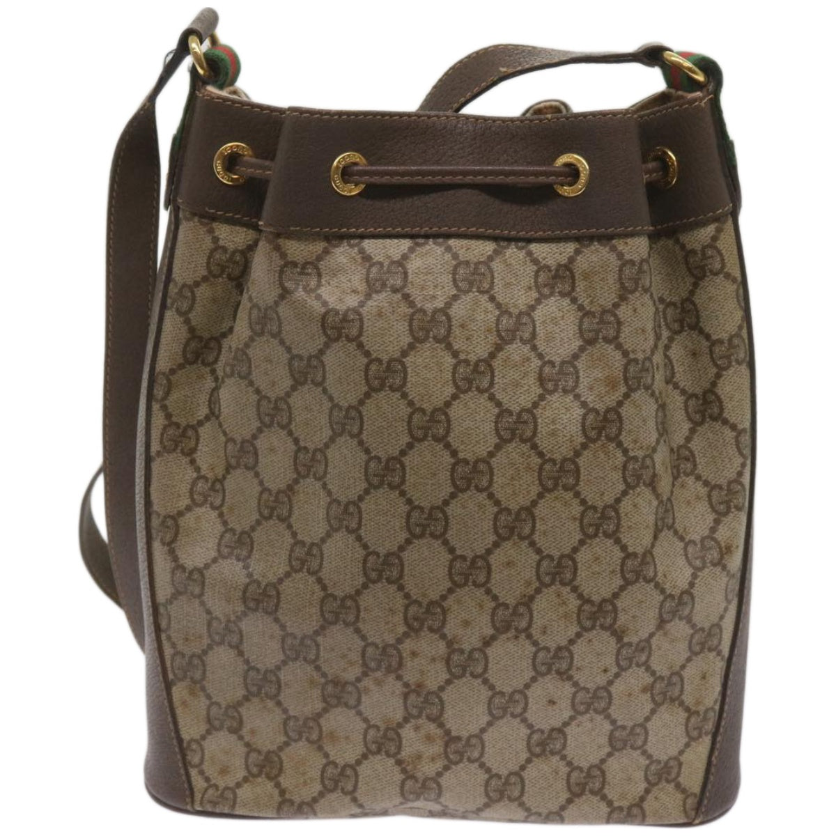 GUCCI GG Supreme Web Sherry Line Shoulder Bag PVC Beige 164 02 034  67288