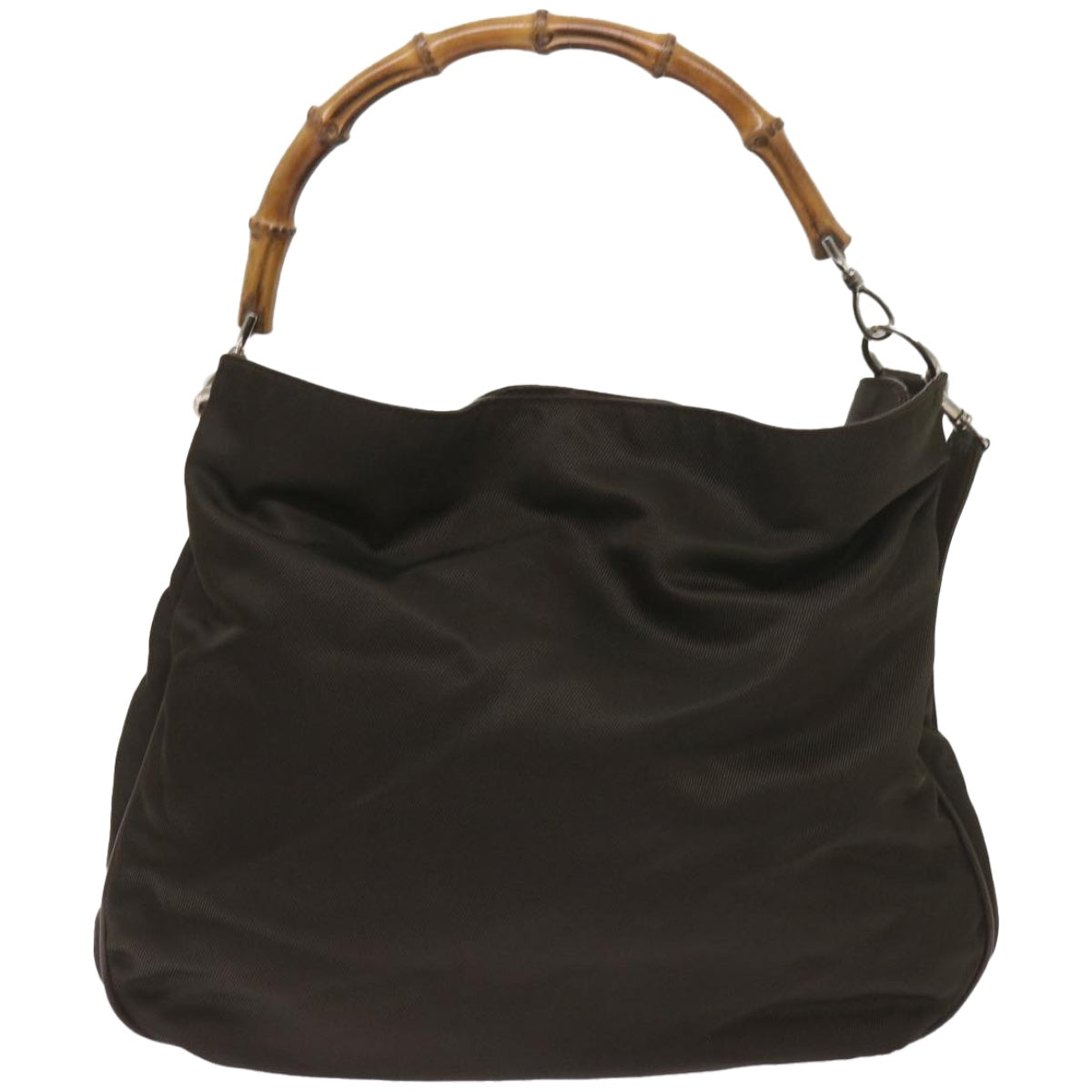 GUCCI Bamboo Shoulder Bag Nylon 2way Khaki 001 2113 1577  67342