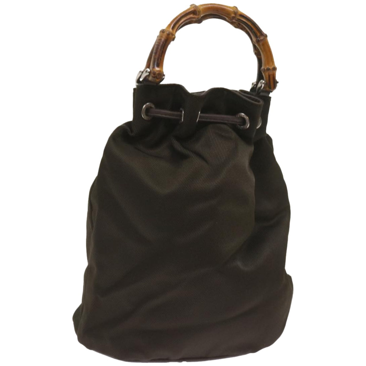 GUCCI Bamboo Shoulder Bag Nylon Khaki 003 2854 0060 5  67350