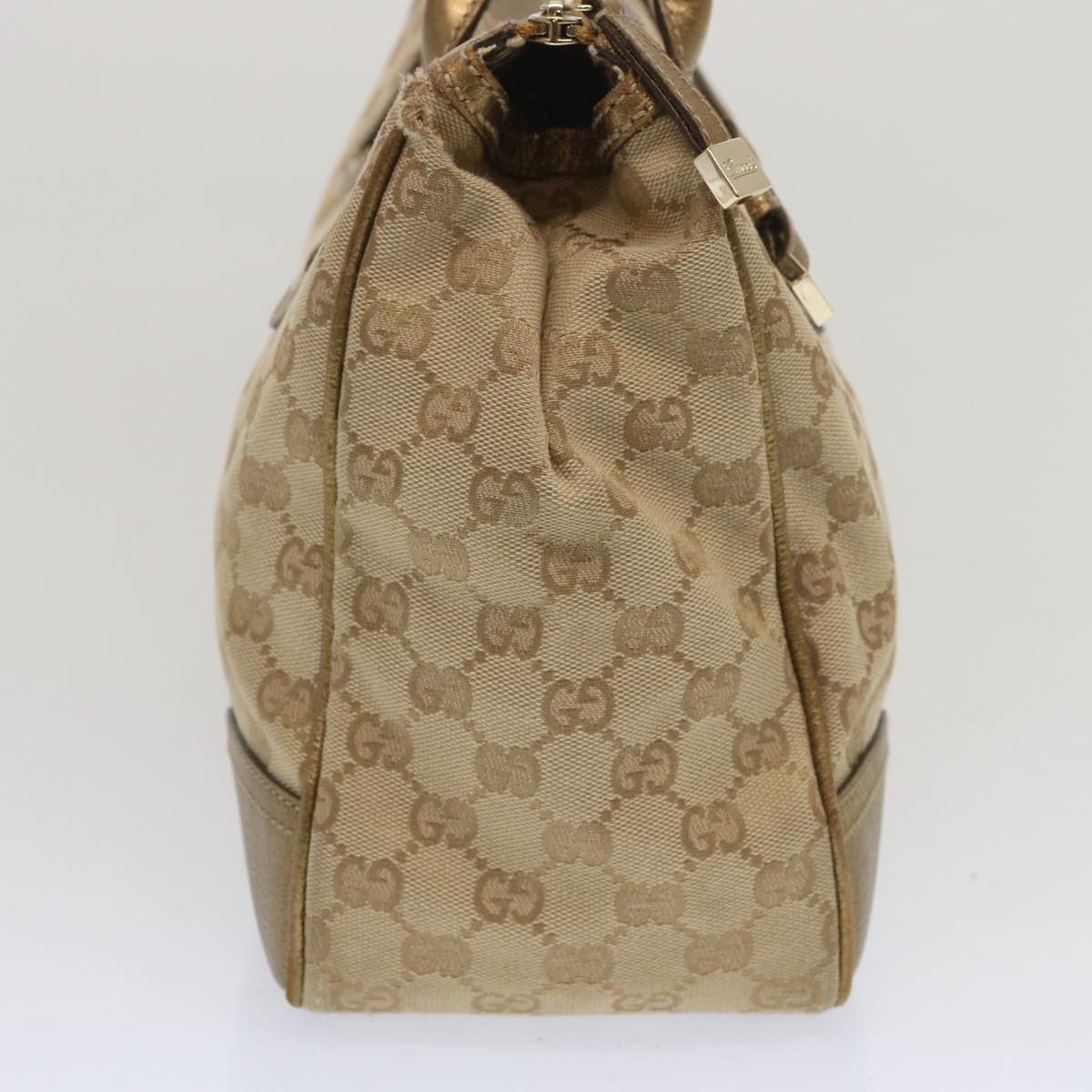 GUCCI GG Canvas Hand Bag Beige Gold Tone 177052  67377