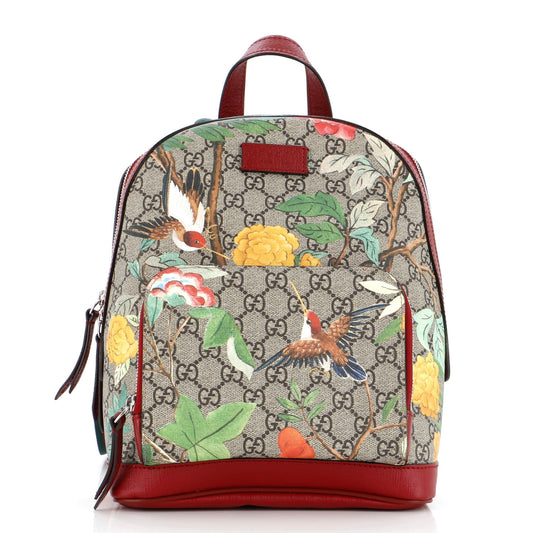 Luxury Gucci Trending 2025 Zip Pocket Backpack Tian Print GG Coated Canvas Small