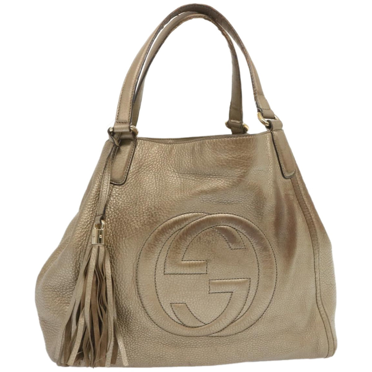 GUCCI Soho Tote Bag Leather Gold 282309  67413