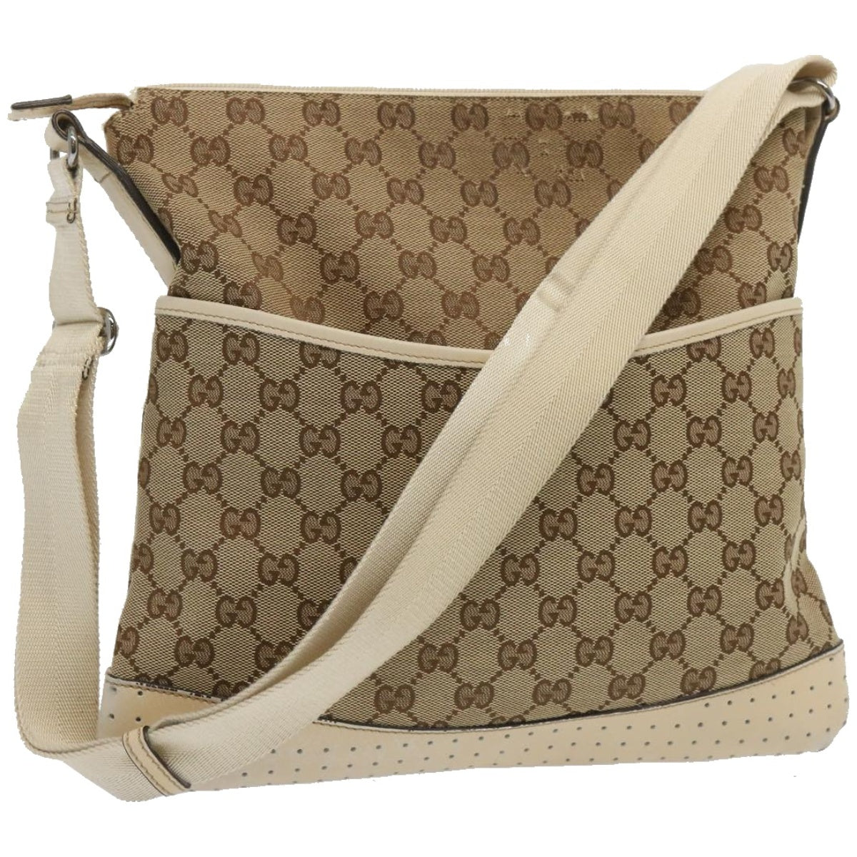 GUCCI GG Canvas Shoulder Bag Beige 145857  67450