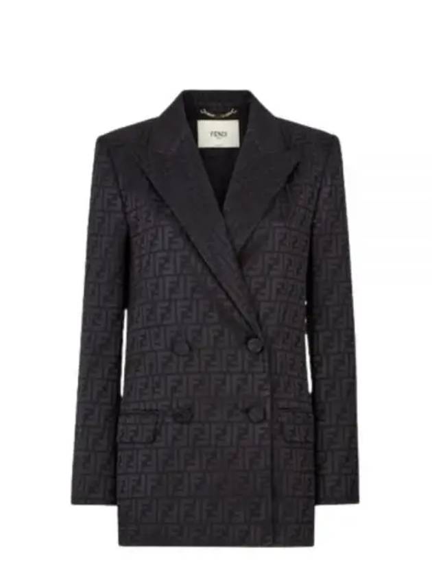 Luxury Fendi Logo Double Button Blazer Jacket Black