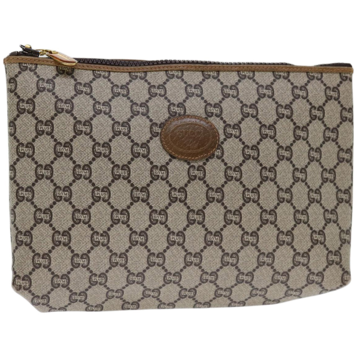 GUCCI GG Plus Supreme Clutch Bag PVC Beige  67588