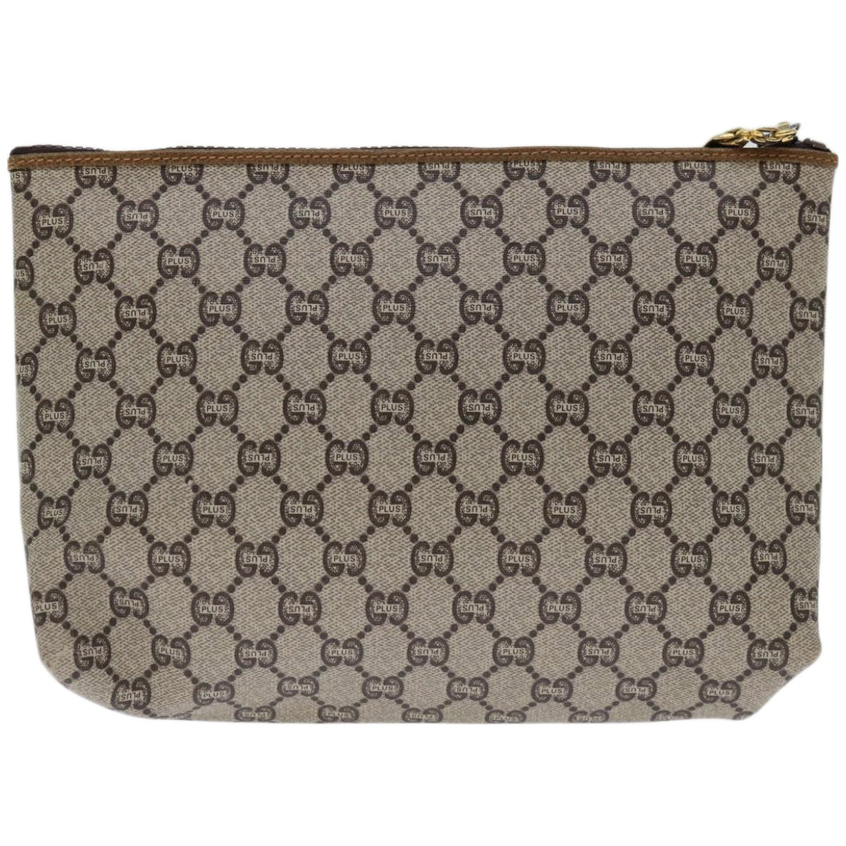 GUCCI GG Plus Supreme Clutch Bag PVC Beige  67588