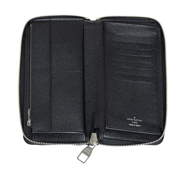 Louis Vuitton Damier Graphite Zippie Wallet Vertical Round Fashner Long Wallet N63095 Black PVC Leather Men LOUIS VUITTON