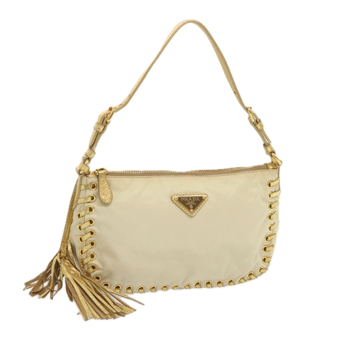 Luxury PradaAccessory Pouch Nylon Cream 67745