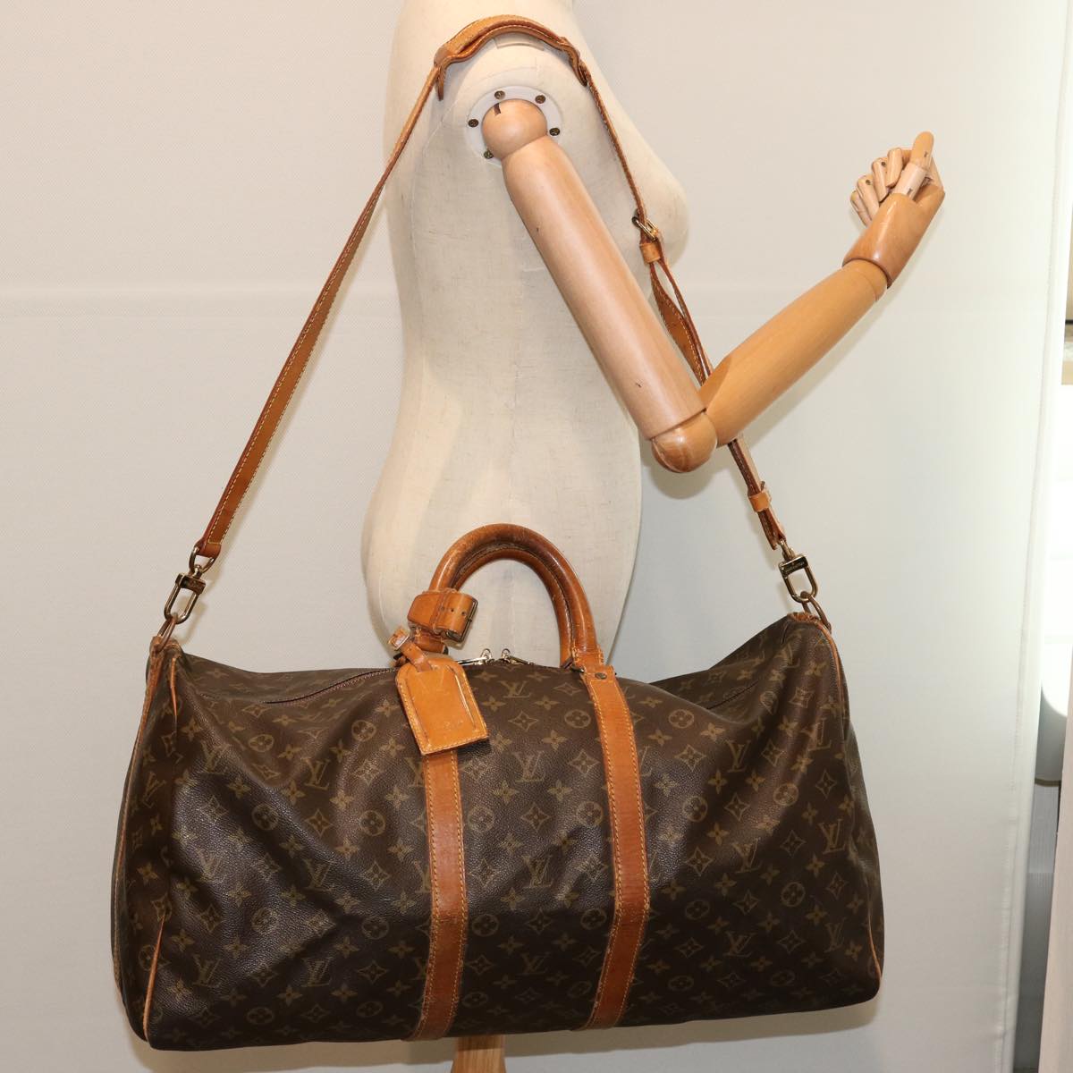 LOUIS VUITTON Monogram Keepall Bandouliere 55 Boston Bag M41414 LV 67844