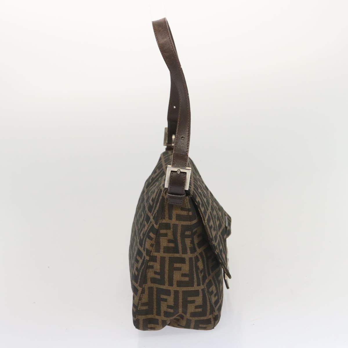 Luxury FendiZucca Canvas Mamma Baguette Shoulder Bag Black Brown67991
