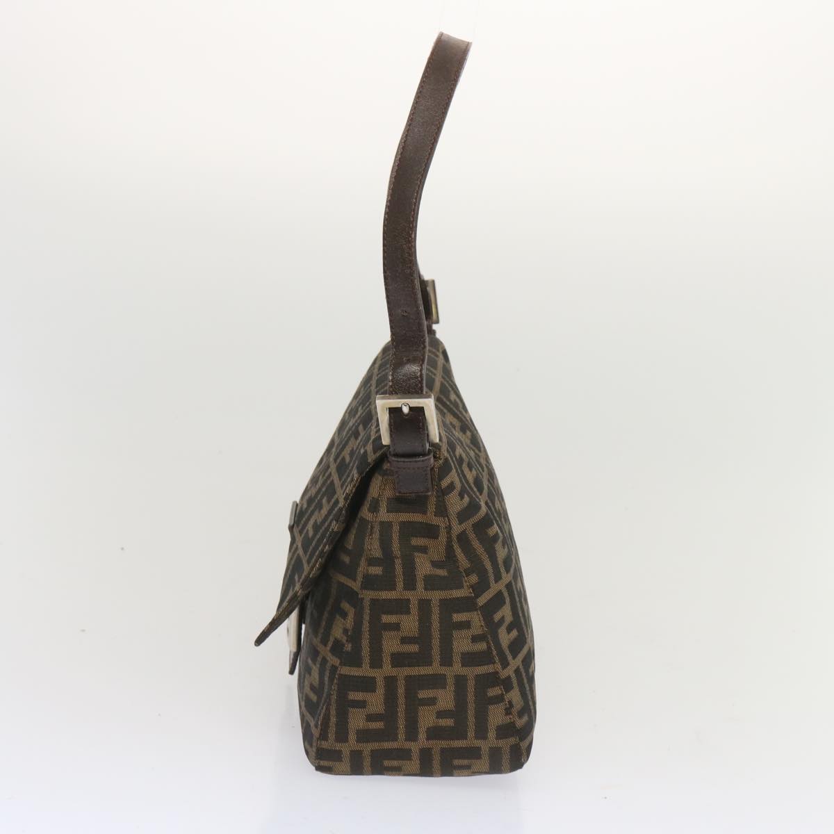 Luxury FendiZucca Canvas Mamma Baguette Shoulder Bag Black Brown67991