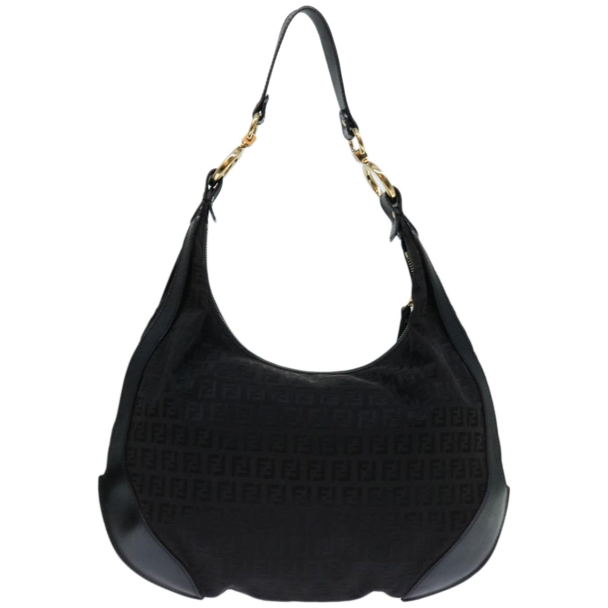 Luxury FendiZucchino Canvas Shoulder Bag Black67994