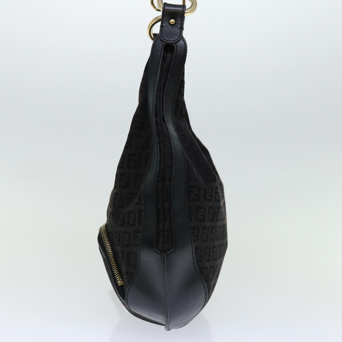 Luxury FendiZucchino Canvas Shoulder Bag Black67994