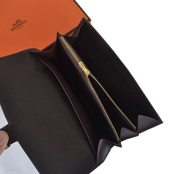 Luxury Hermes Wallet H6023 Ladies Cow Leather Coffee