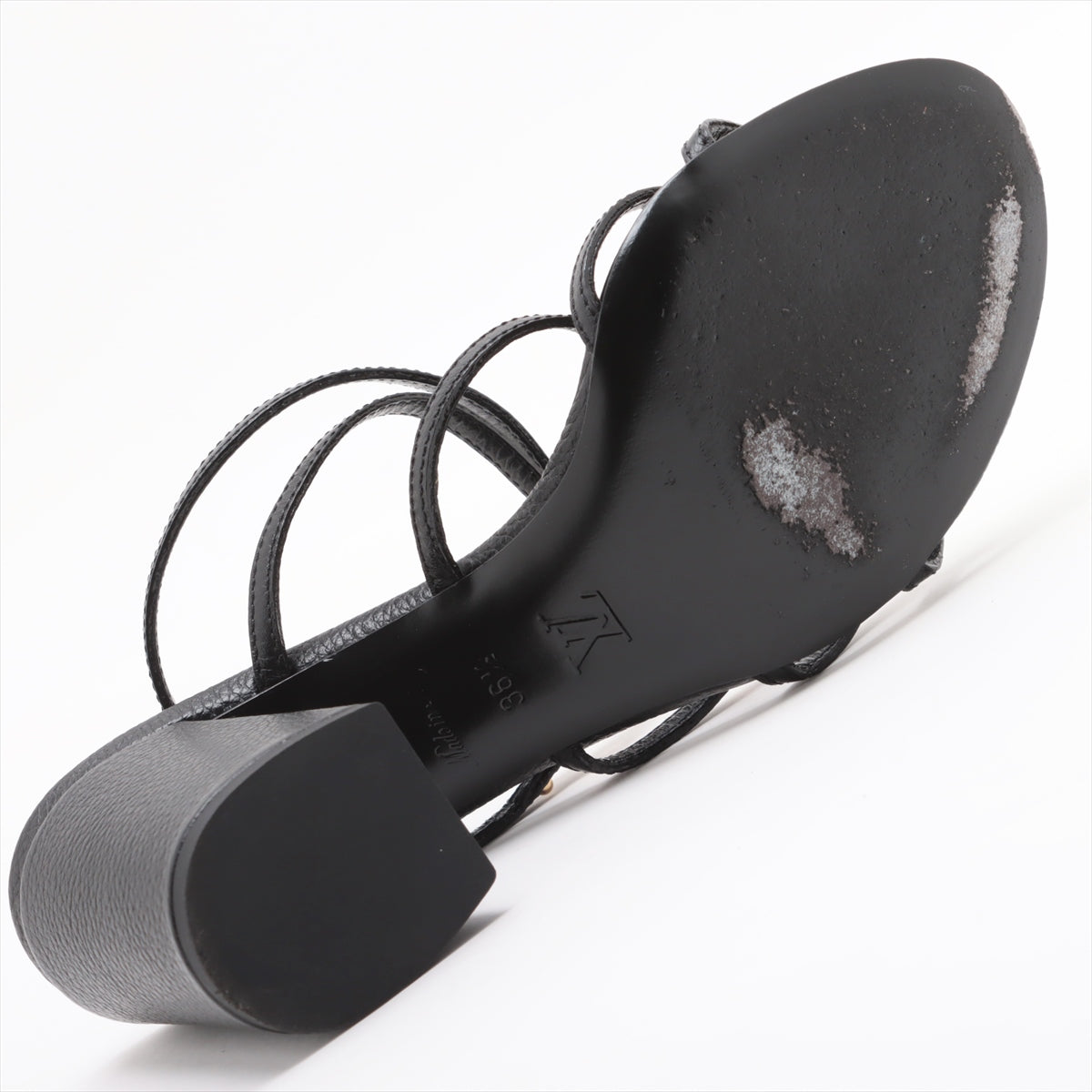 Louis Vuitton Leather Sandals 36.5  Black Roman Line