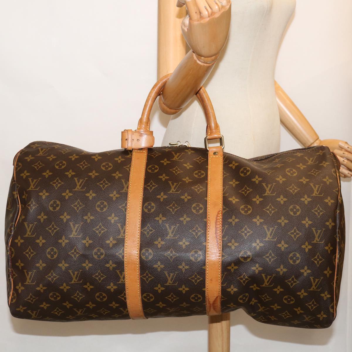 LOUIS VUITTON Monogram Keepall 55 Boston Bag M41424 LV 68001
