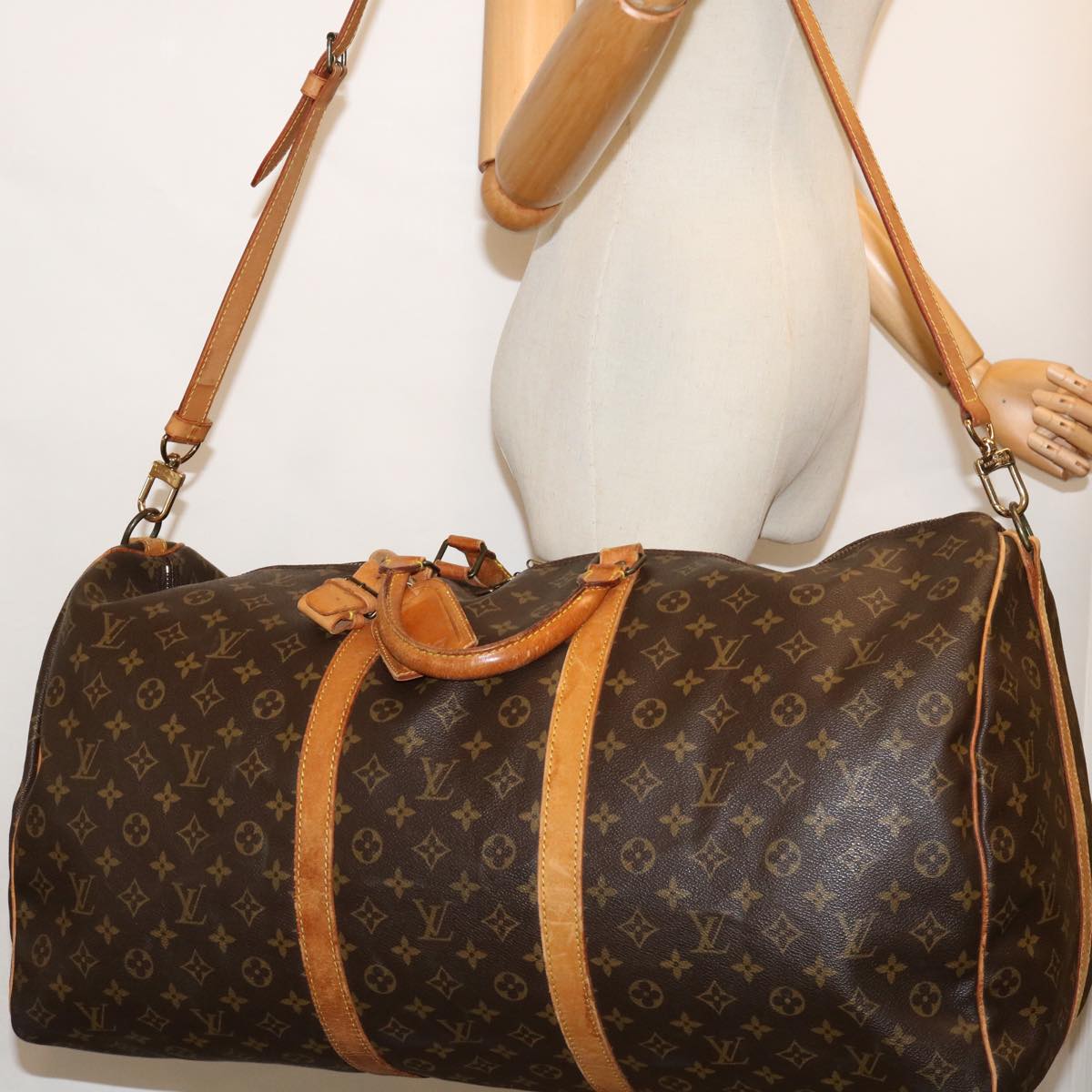 LOUIS VUITTON Monogram Keepall Bandouliere 60 Boston Bag M41412 LV 68002