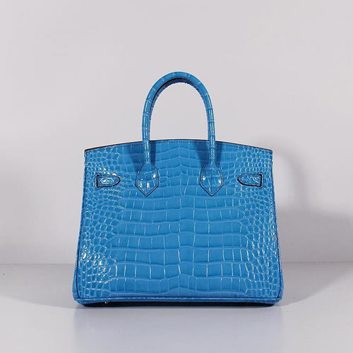 Luxury Hermes Birkin 30cm Crocodile Leather Bag With Strap Blue Gold