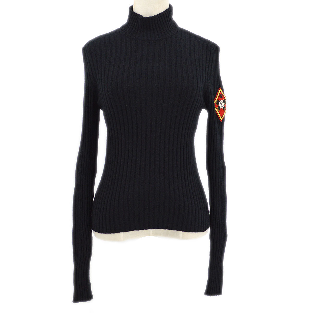 Luxury Chanel 1996 logo-patch ribbed cashmere jumper #40