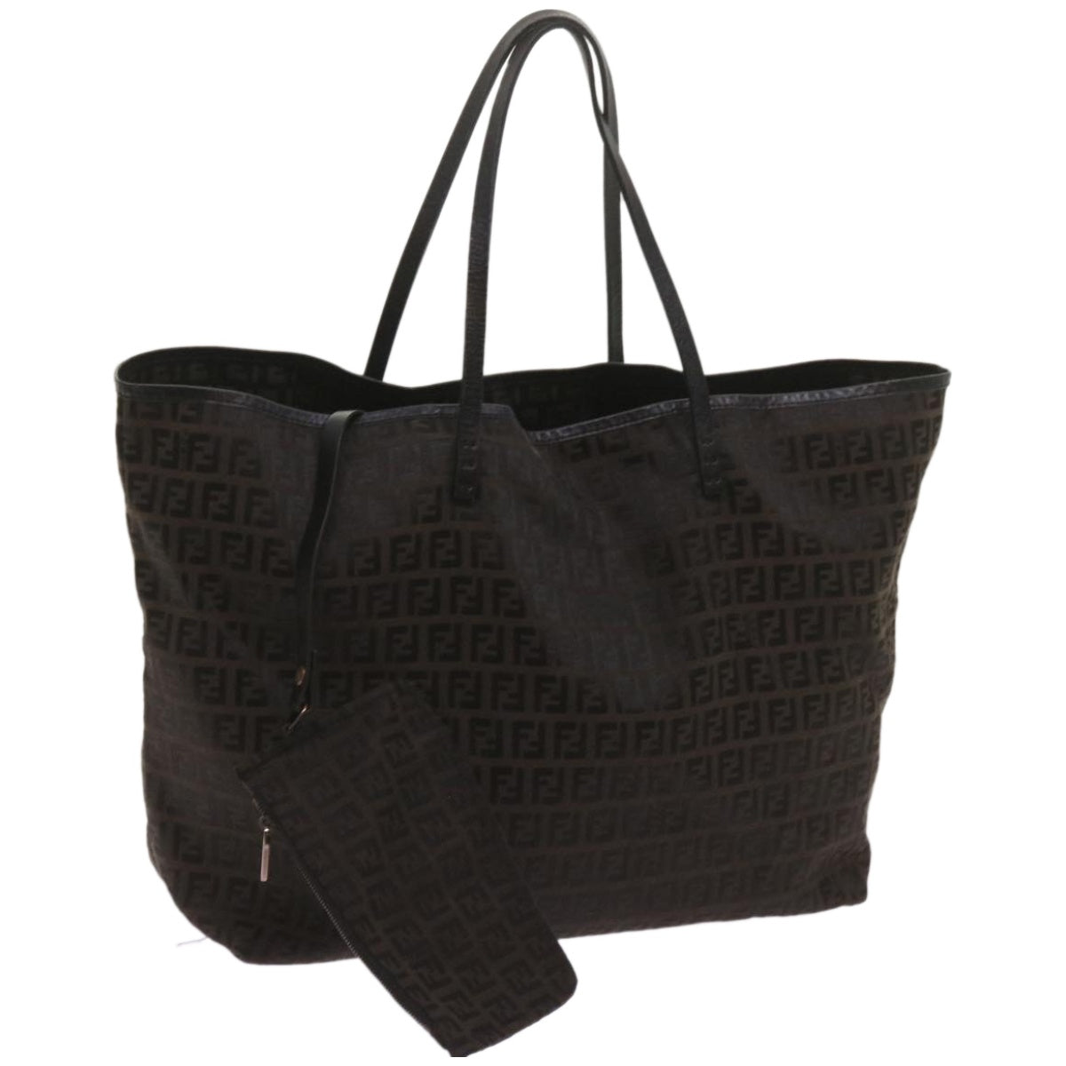 Luxury FendiZucchino Canvas Tote Bag Brown Black68286
