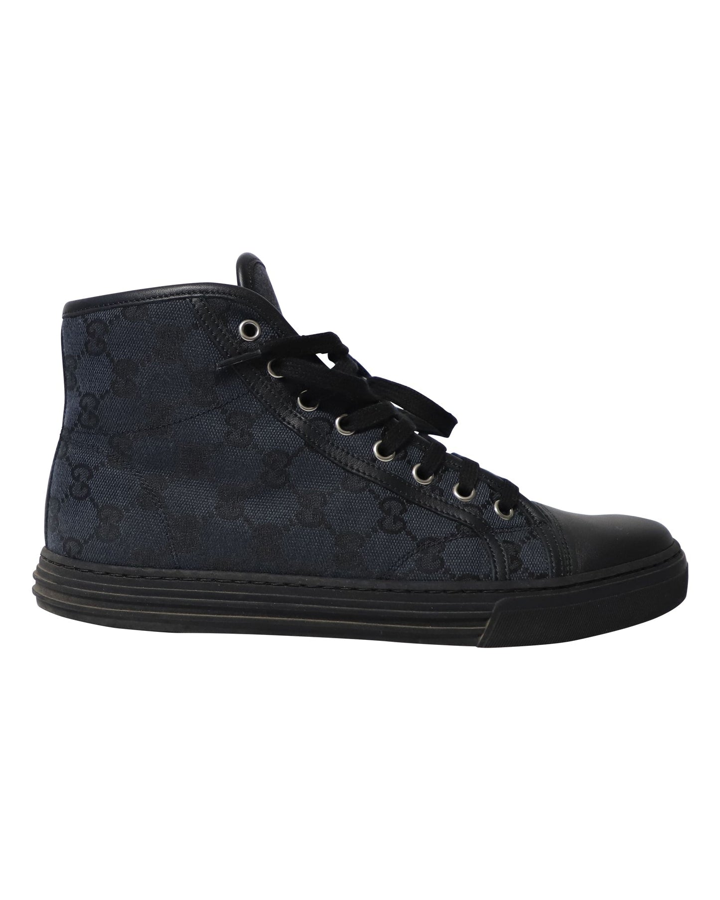 Luxury Gucci Trending 2025 GG High Cut Sneakers in Navy Blue Canvas