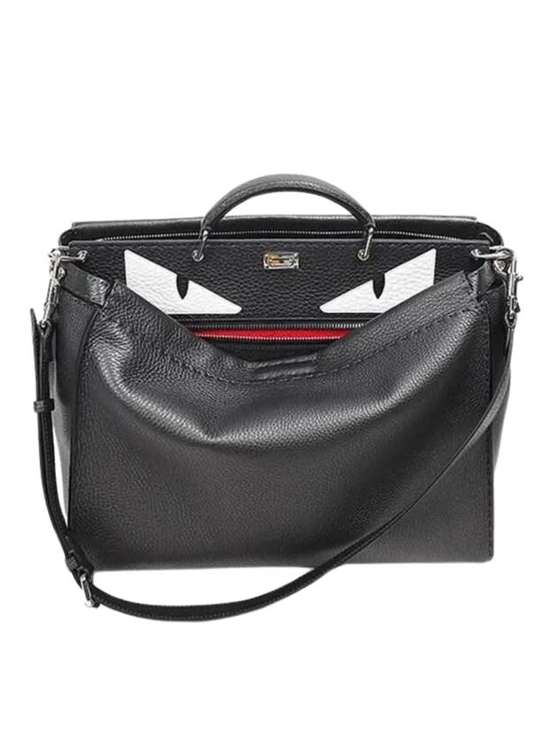 Luxury Fendi Selleria Monster Peekaboo Medium Briefcase Black