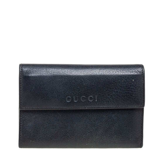 Luxury Gucci Trending 2025 Black Leather French Trifold Wallet..