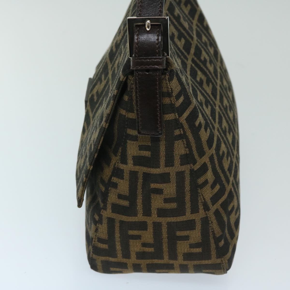Luxury FendiZucca Canvas Mamma Baguette Shoulder Bag Black Brown68576A