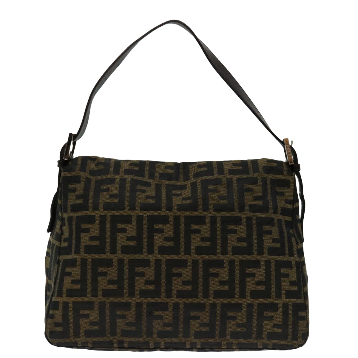 Luxury FendiZucca Canvas Mamma Baguette Shoulder Bag Black Brown68582