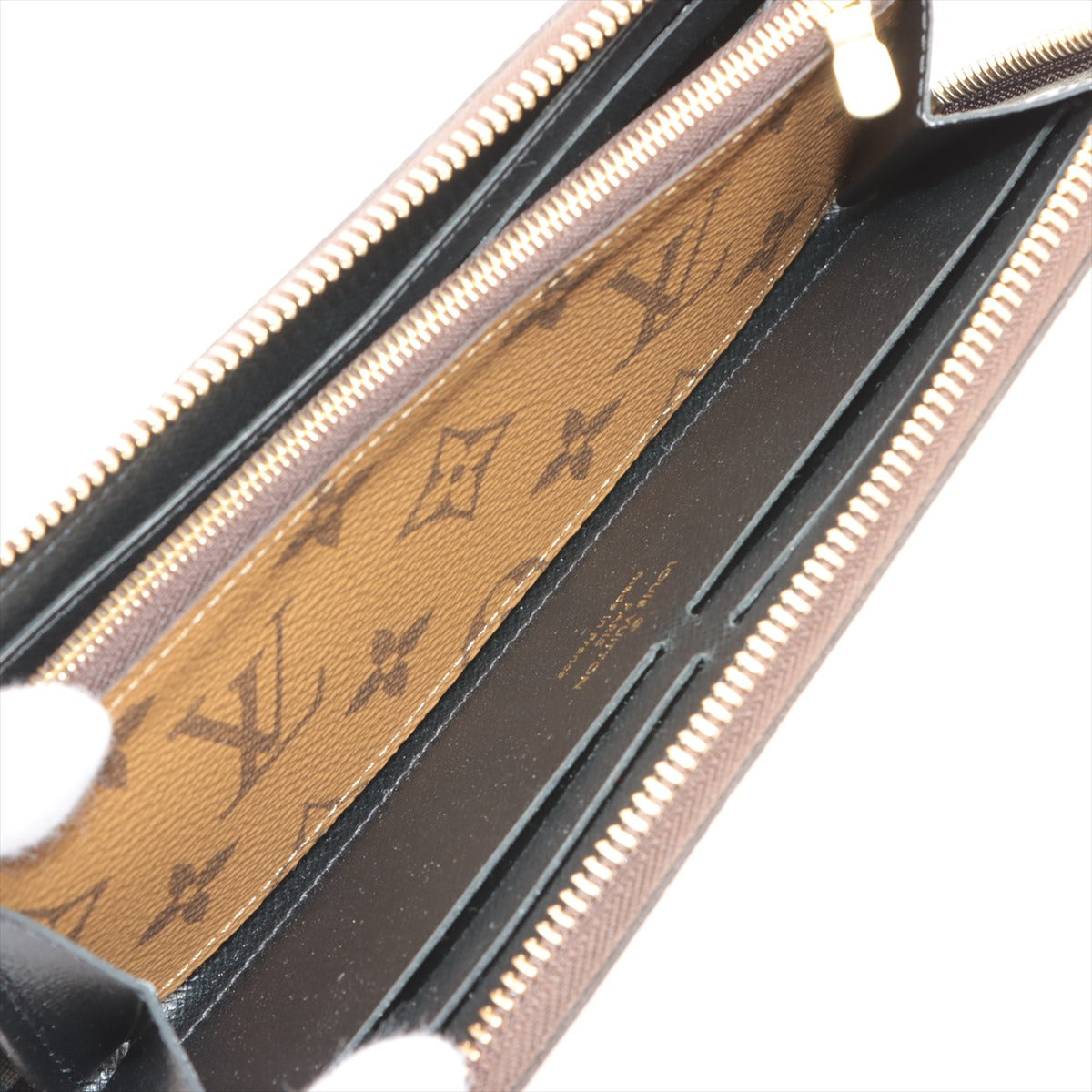 Louis Vuitton Monogram Reversee Portfolio Clemence M82336 Black X Brown Round  Wallet