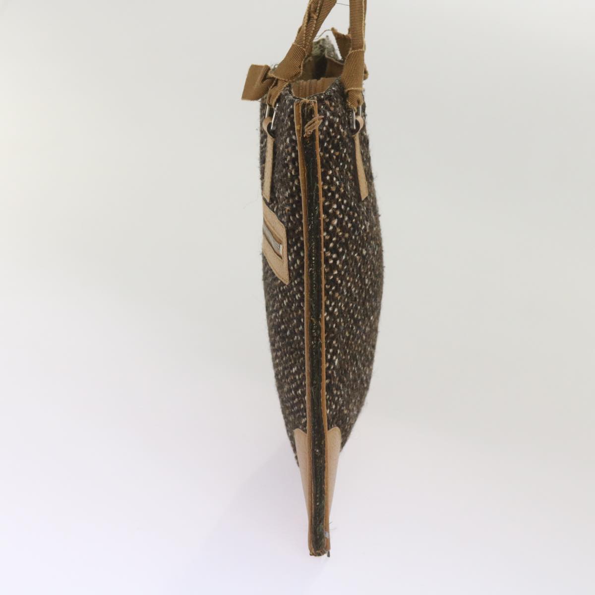 Luxury PradaHand Bag Wool Brown 68624