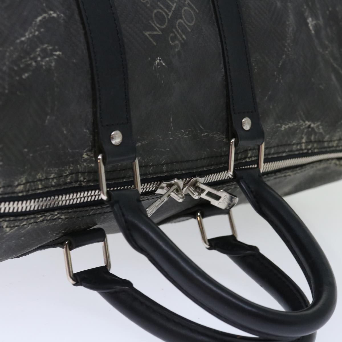 LOUIS VUITTON Damier Carbon Keepall 45 Boston Bag Black N41415 LV 68634