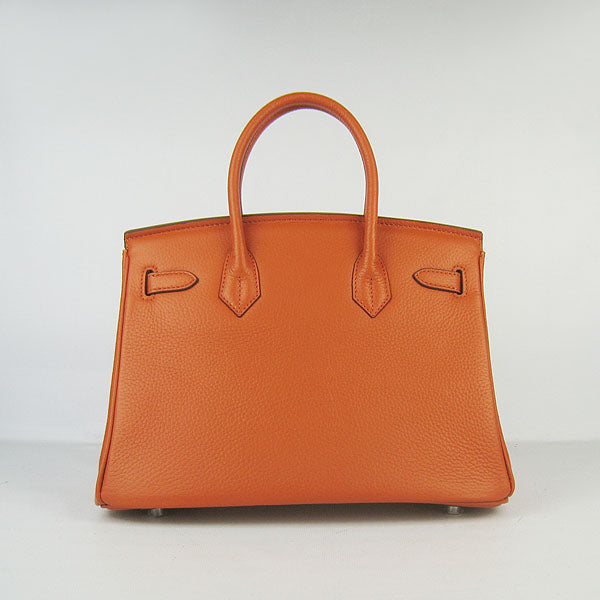 Luxury Hermes Birkin 30cm Togo Leather Handbags Orange Silver