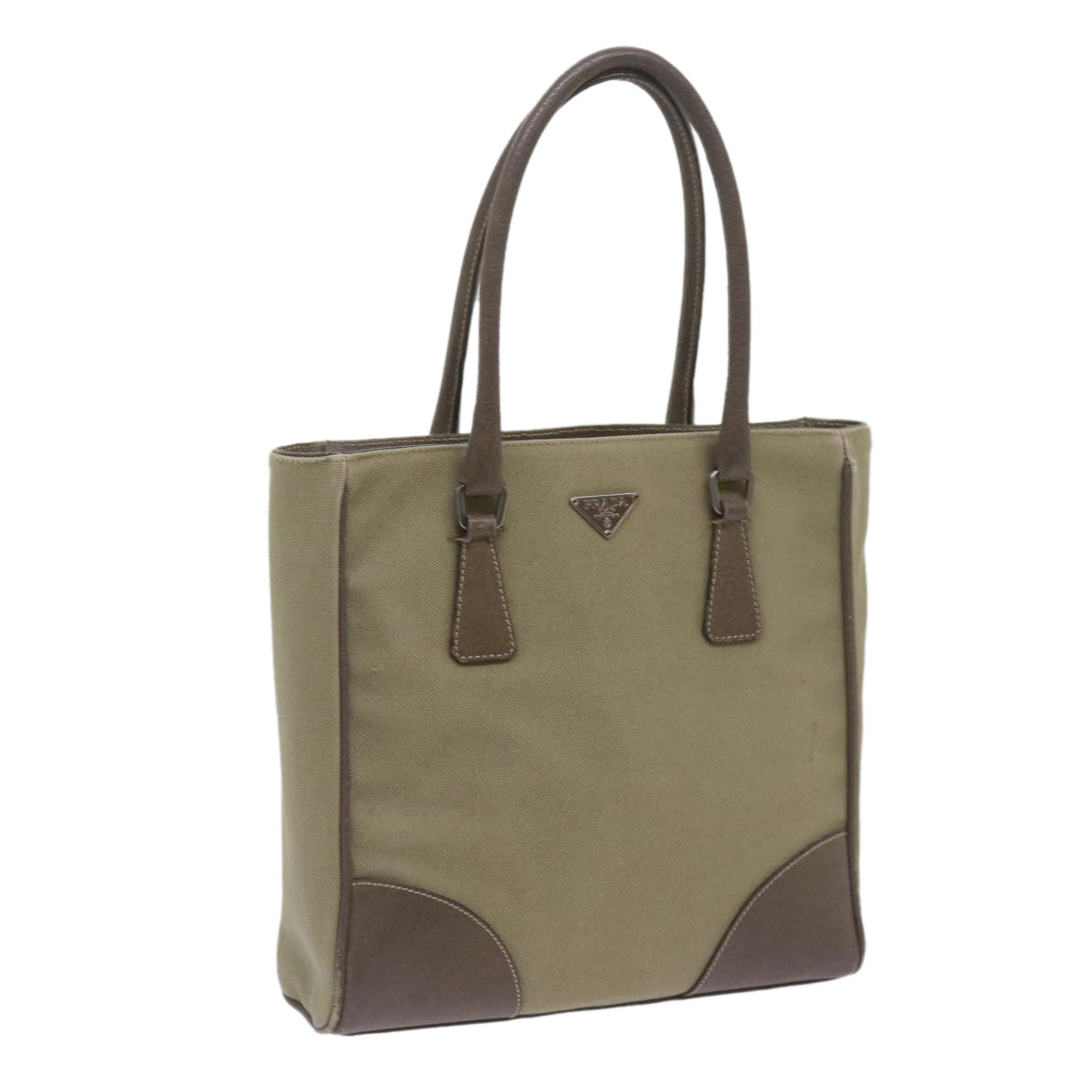 Luxury PradaHand Bag Canvas Khaki 68681