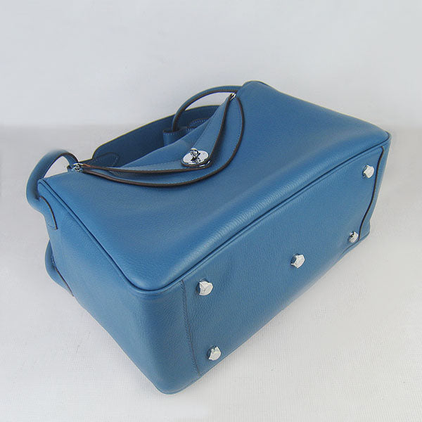 Luxury Hermes Lindy 34cm handbag 6208 blue Silver