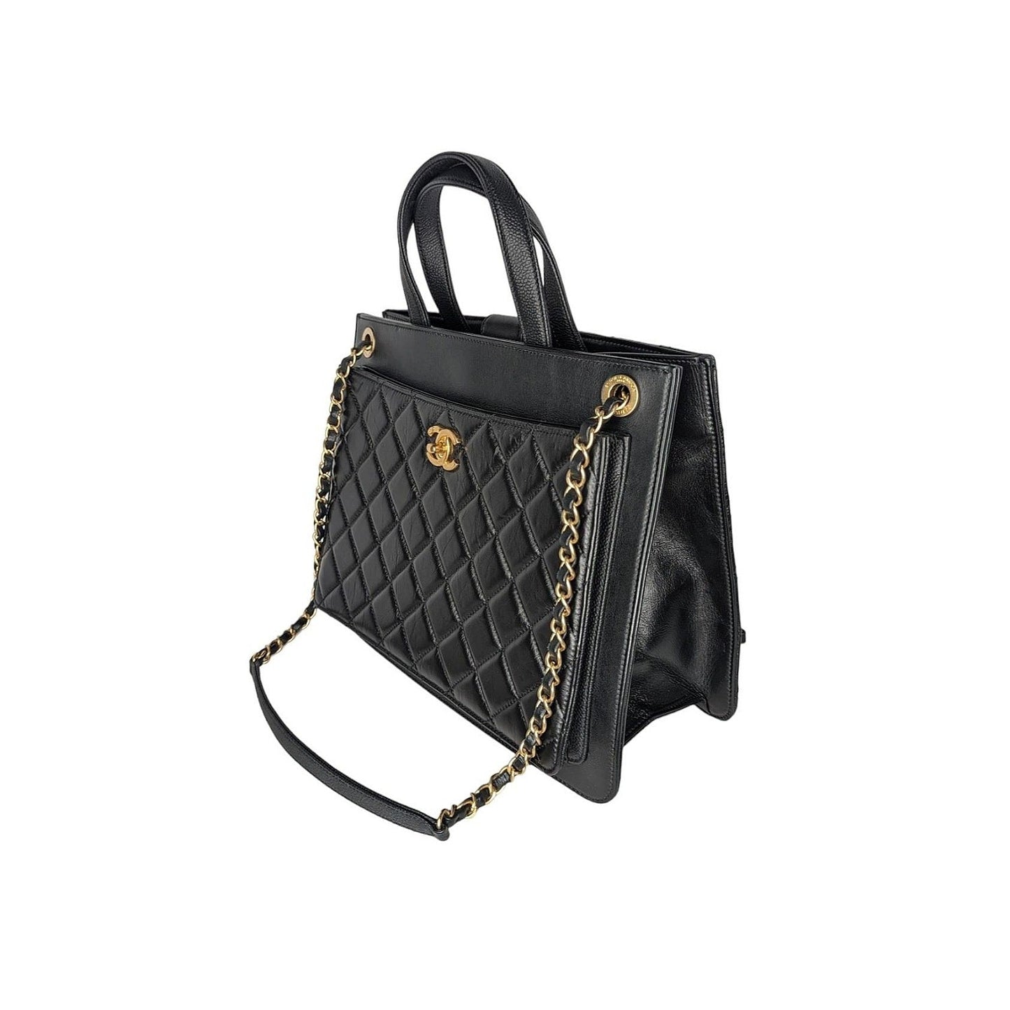 Luxury Chanel 2019 CC Turn Lock Shopper Tote