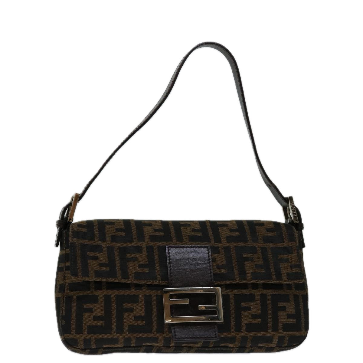 Luxury FendiZucca Canvas Mamma Baguette Shoulder Bag Black Brown68938A